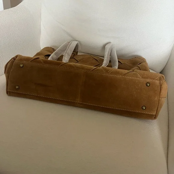 NWT American Leather Co Suede Woven Tote - Picture 8 of 8